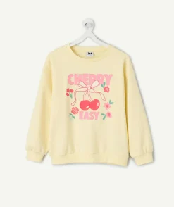 Sweat fille jaune imprimé