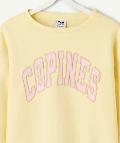 Sweat fille jaune imprimé