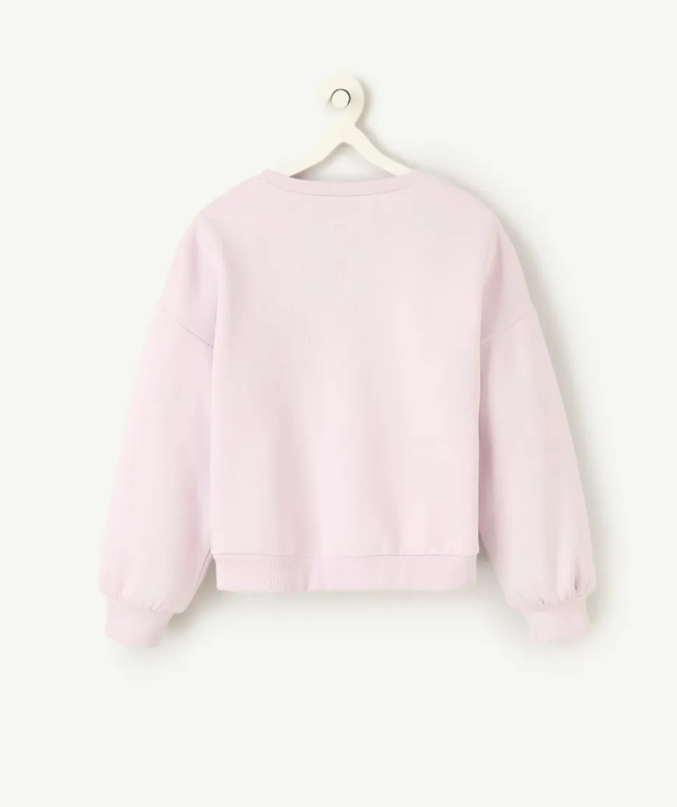 Sweat fille lilas imprimé 'chance'