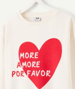Sweat fille message cœur imprimé