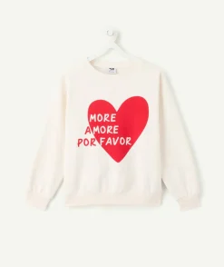 Sweat fille message cœur imprimé