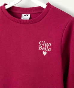 Sweat fille molleton bordeaux message brodé