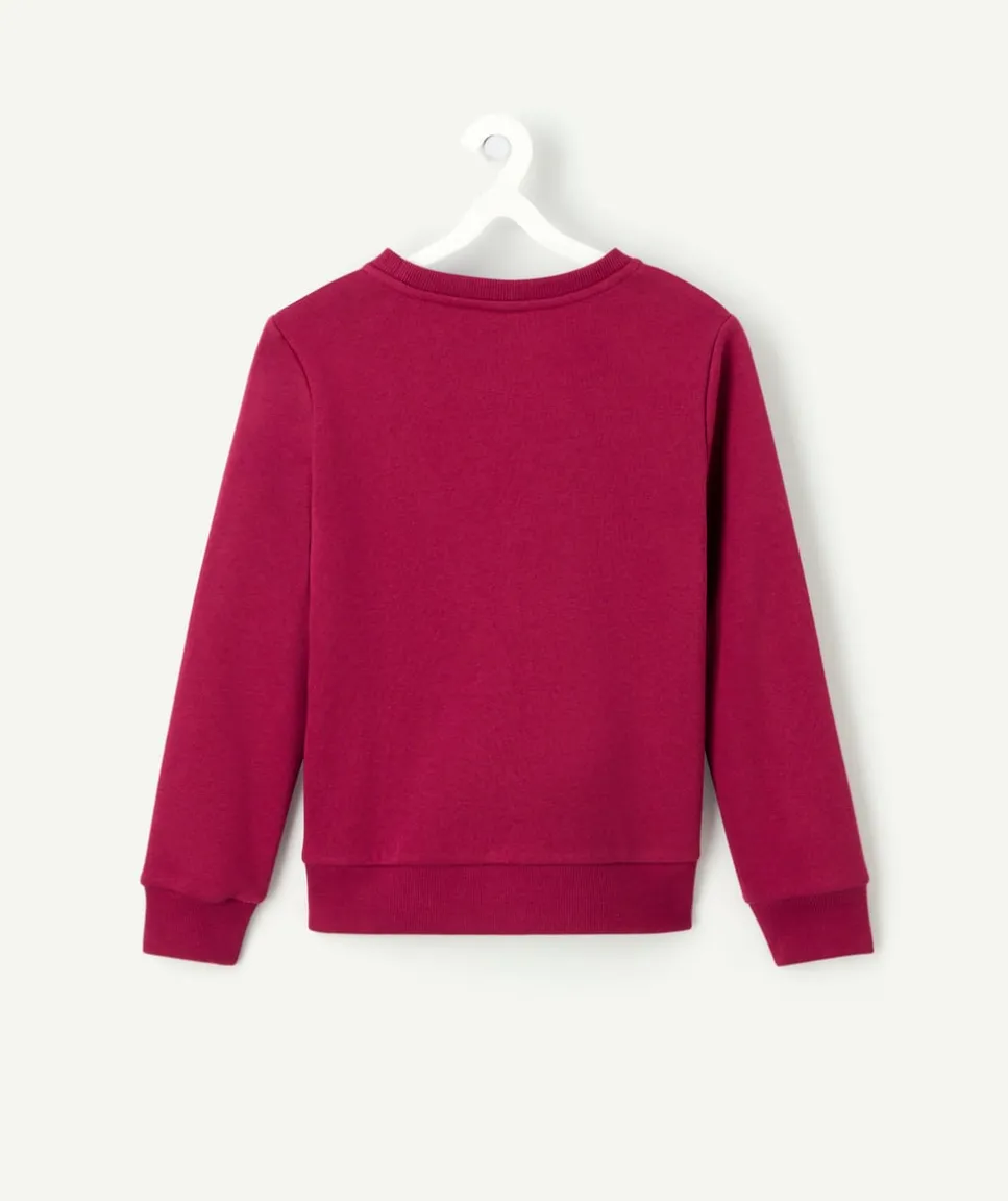 Sweat fille molleton bordeaux message brodé