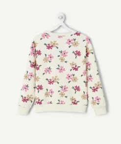 Sweat fille molleton fleurs multicolores
