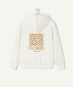 Sweat fille oversize écru imprimé