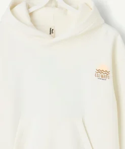 Sweat fille oversize écru imprimé