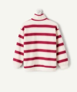 Sweat fille rayé col zippé normal