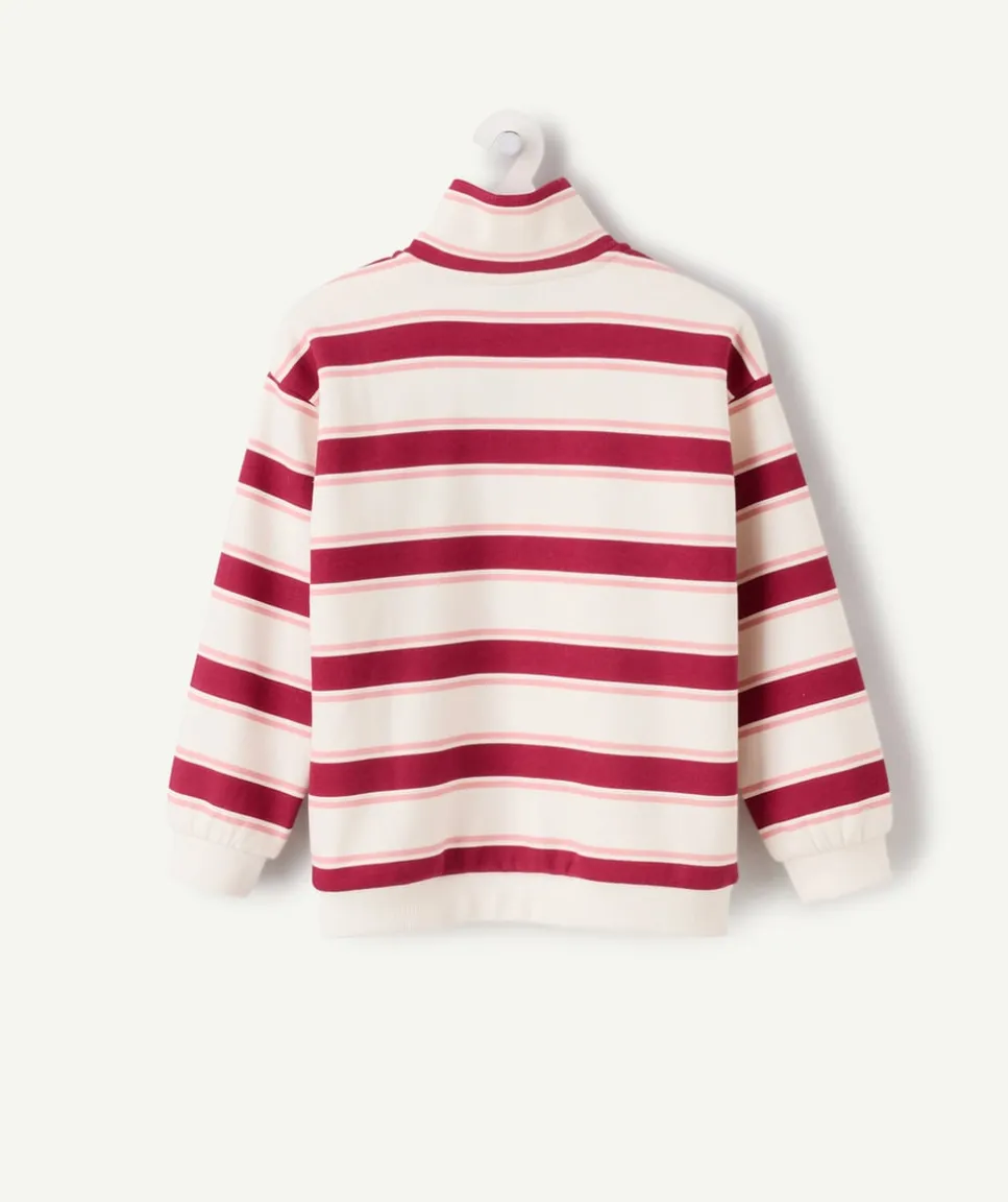 Sweat fille rayé col zippé normal