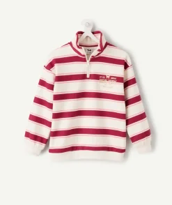 Sweat fille rayé col zippé normal