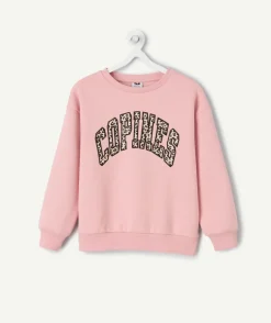 Sweat fille rose imprimé copines léopard