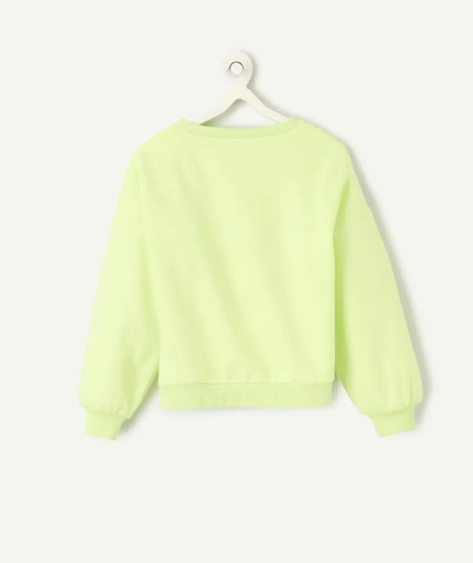 Sweat fille vert fluo avec motif 'amore'