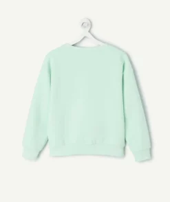 Sweat fille vert imprimé