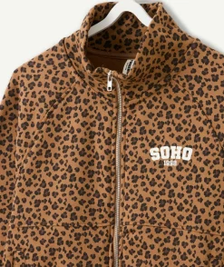 Sweat fille zippé imprimé léopard
