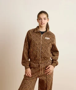 Sweat fille zippé imprimé léopard
