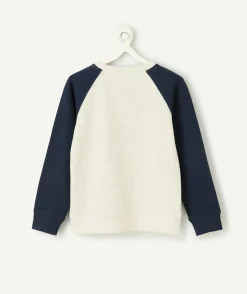 Sweat garçon blanc et bleu marine