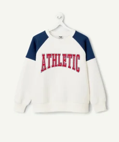 Sweat garçon blanc imprimé athletic