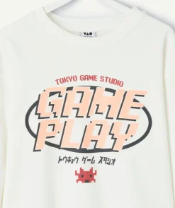 Sweat garçon blanc imprimé jeu vidéo