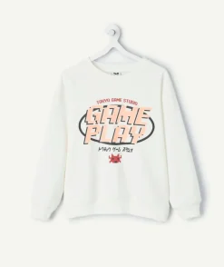 Sweat garçon blanc imprimé jeu vidéo
