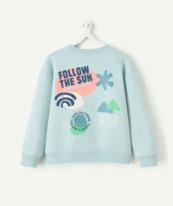 Sweat garçon bleu imprimé message