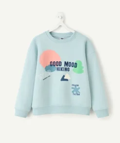 Sweat garçon bleu imprimé message