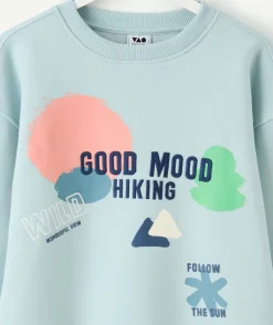 Sweat garçon bleu imprimé message
