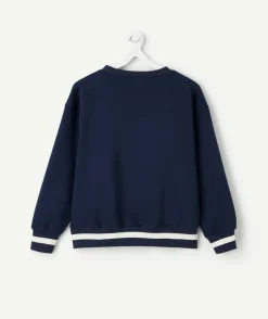 Sweat garçon bleu marine imprimé blanc