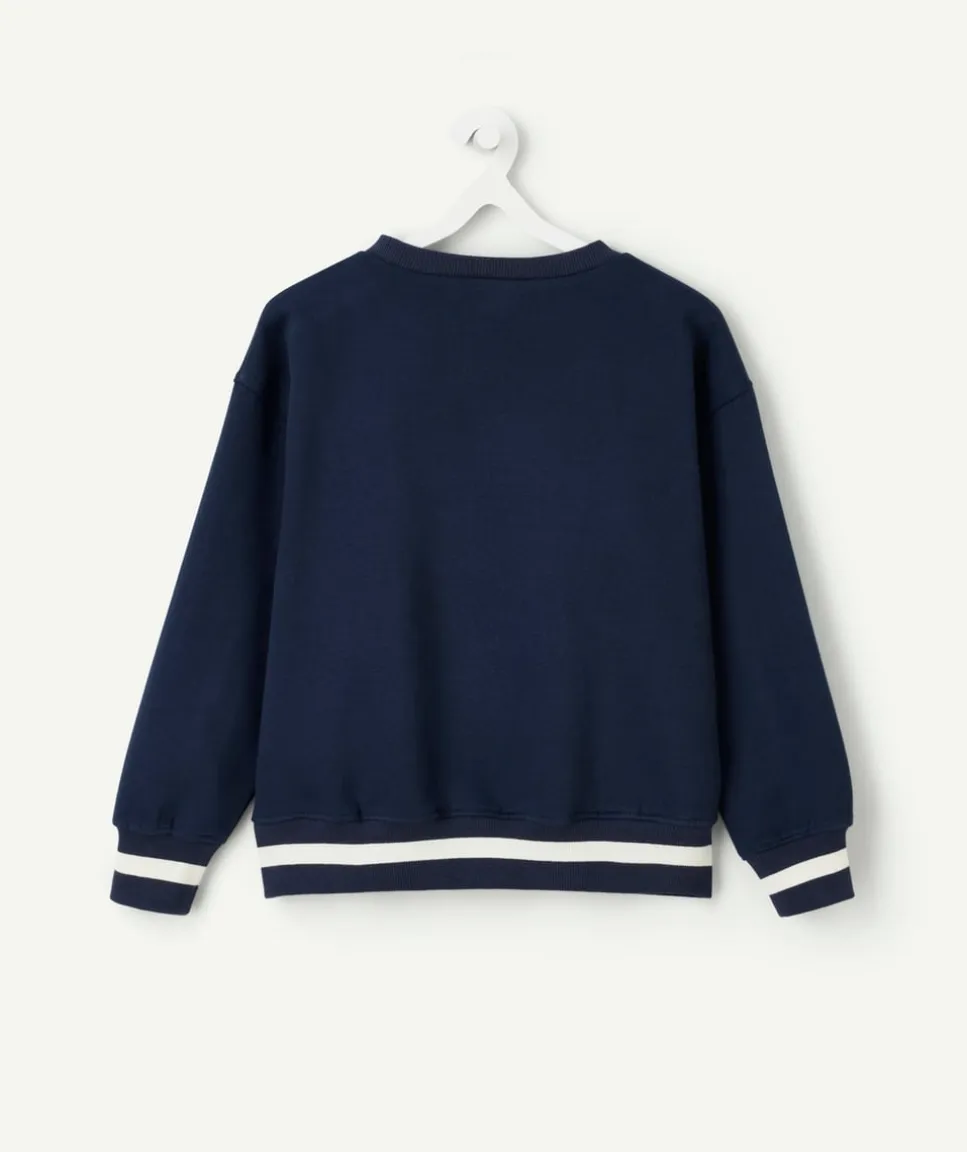 Sweat garçon bleu marine imprimé blanc