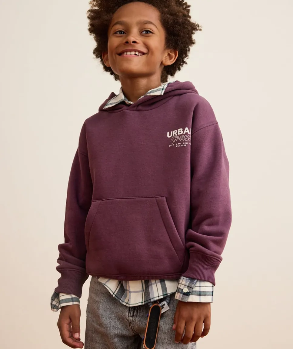Sweat garçon bordeaux imprimé skate