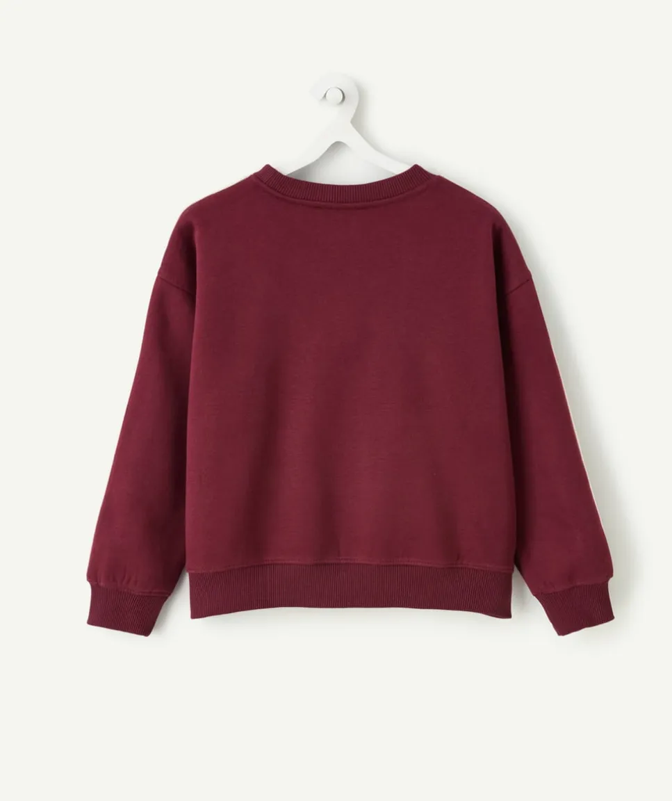 Sweat garçon bordeaux imprimé skate