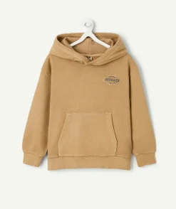Sweat garçon à capuche marron imprimé texas