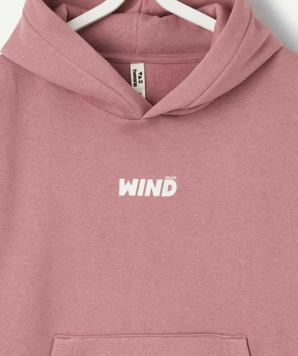 Sweat garçon à capuche rose imprimé