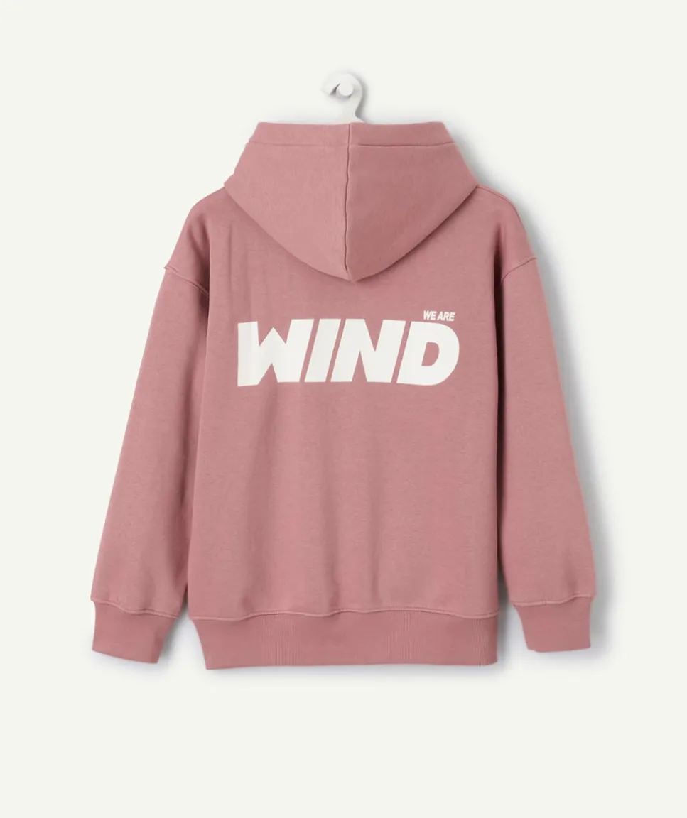 Sweat garçon à capuche rose imprimé