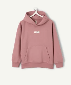 Sweat garçon à capuche rose imprimé