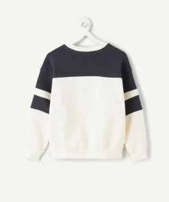 Sweat garçon colorblock blanc et noir imprimé