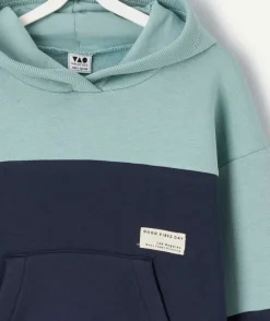 Sweat garçon colorblock à capuche