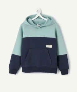Sweat garçon colorblock à capuche