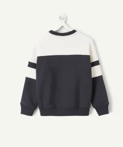 Sweat garçon colorblock noir et blanc imprimé