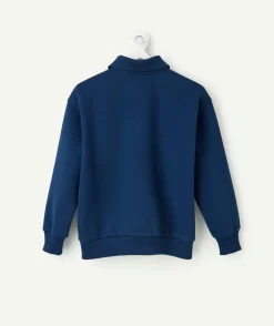 Sweat garçon coton bleu imprimé