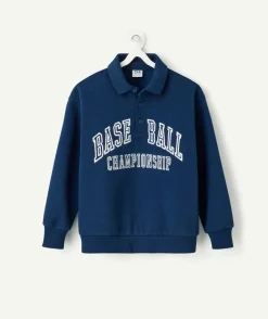 Sweat garçon coton bleu imprimé