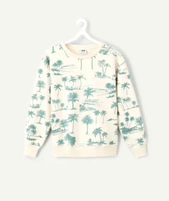 Sweat garçon crème imprimé palmiers