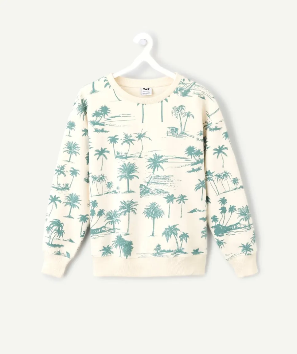 Sweat garçon crème imprimé palmiers