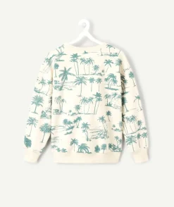 Sweat garçon crème imprimé palmiers