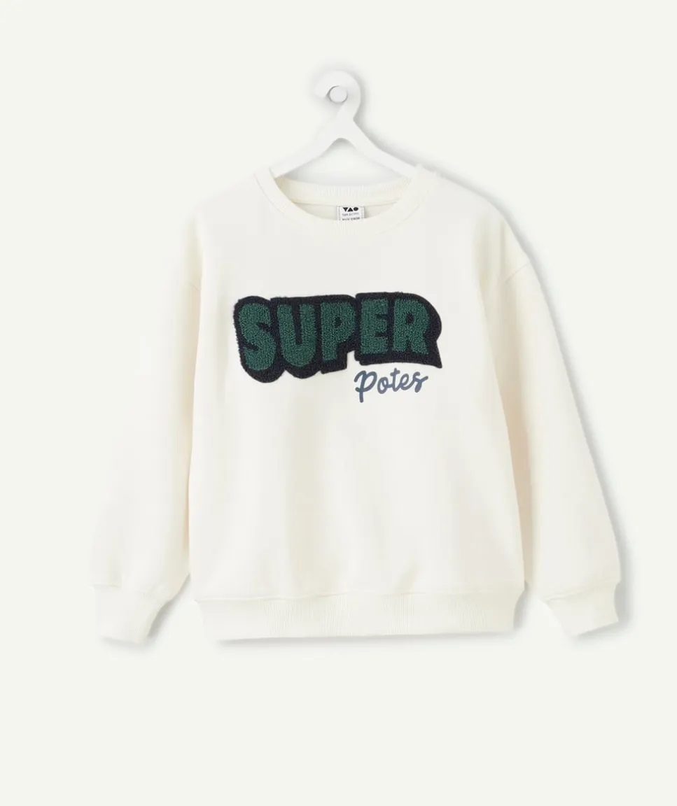 Sweat garçon écru imprimé patch