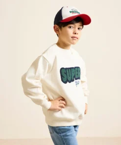 Sweat garçon écru imprimé patch