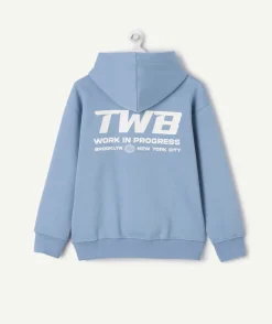 Sweat garçon droit bleu imprimé