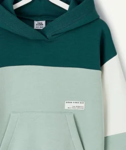 Sweat garçon droit colorblock vert