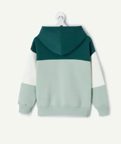 Sweat garçon droit colorblock vert