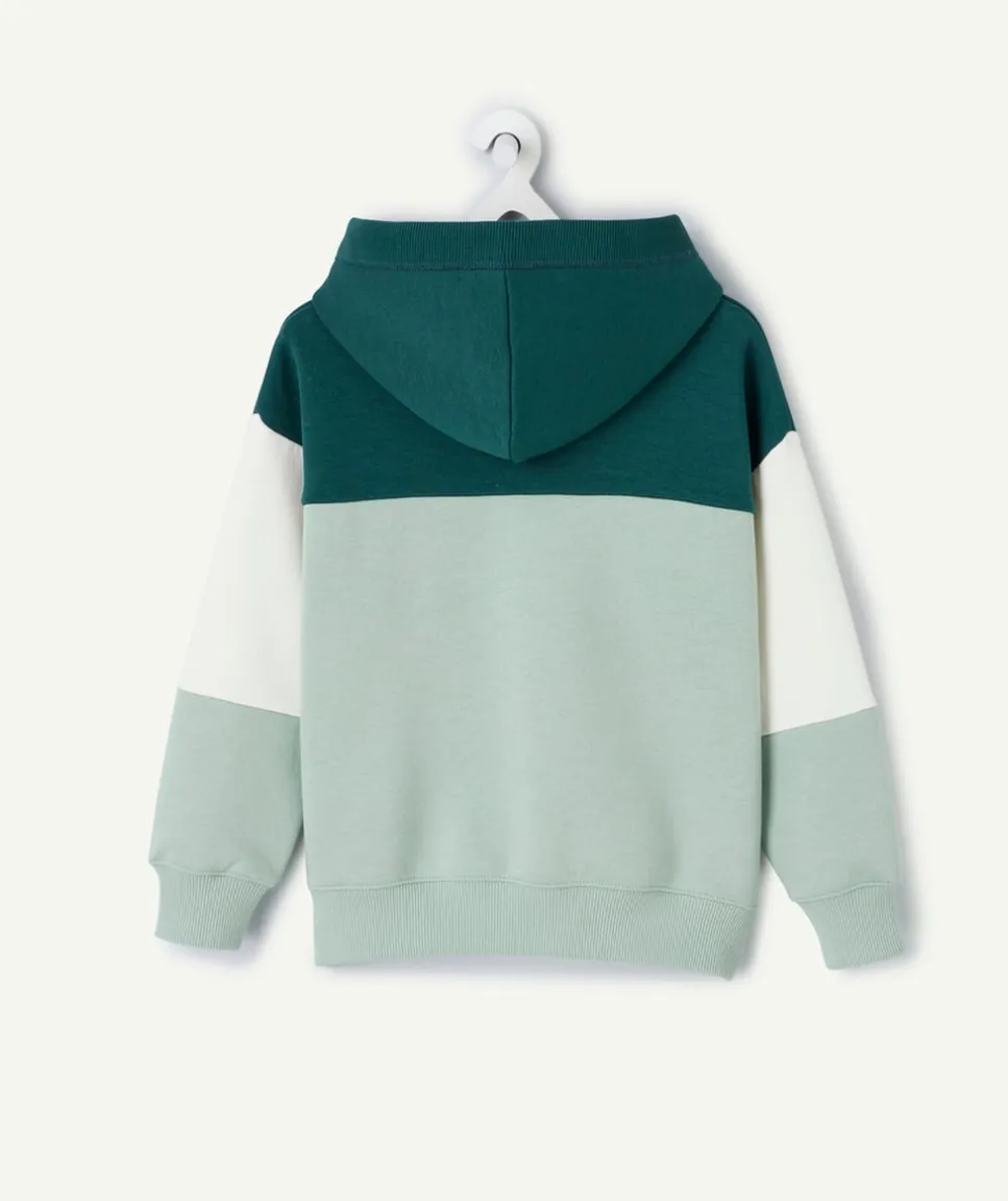 Sweat garçon droit colorblock vert