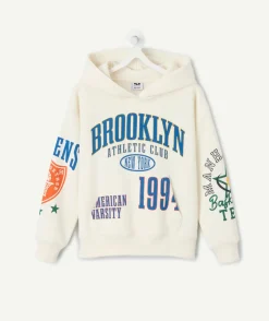 Sweat garçon droit écru imprimé