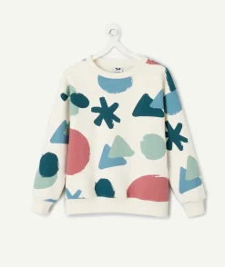 Sweat garçon droit écru imprimé
